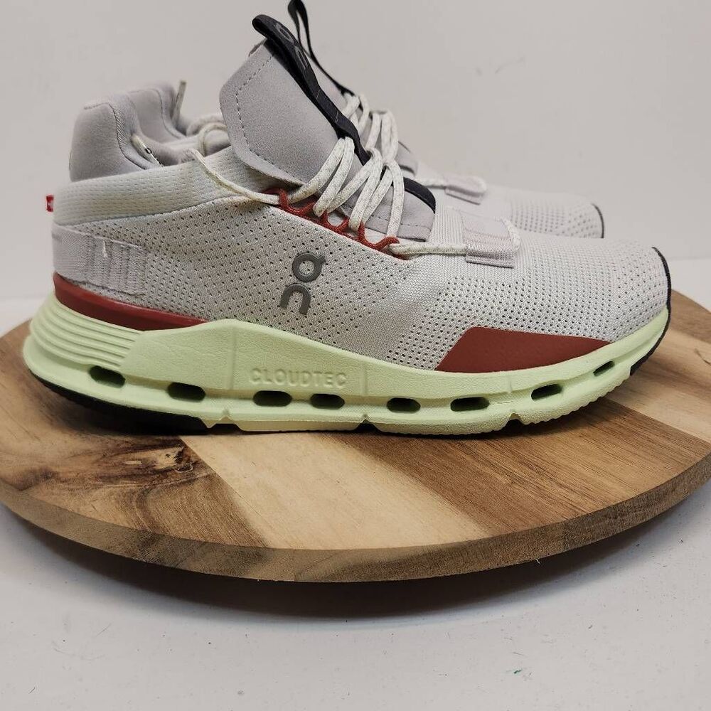 Size 6.5 ON Cloudnova 'White Limelight' Running Shoes Women's